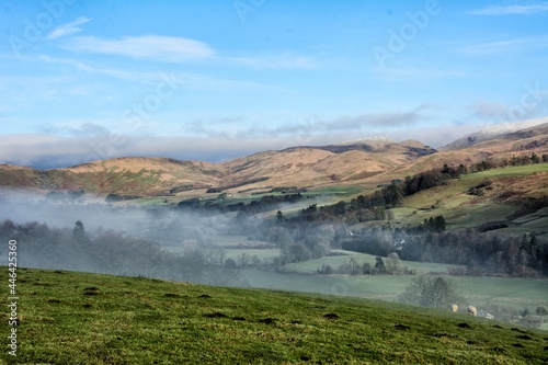 misty morning landscape in the hills