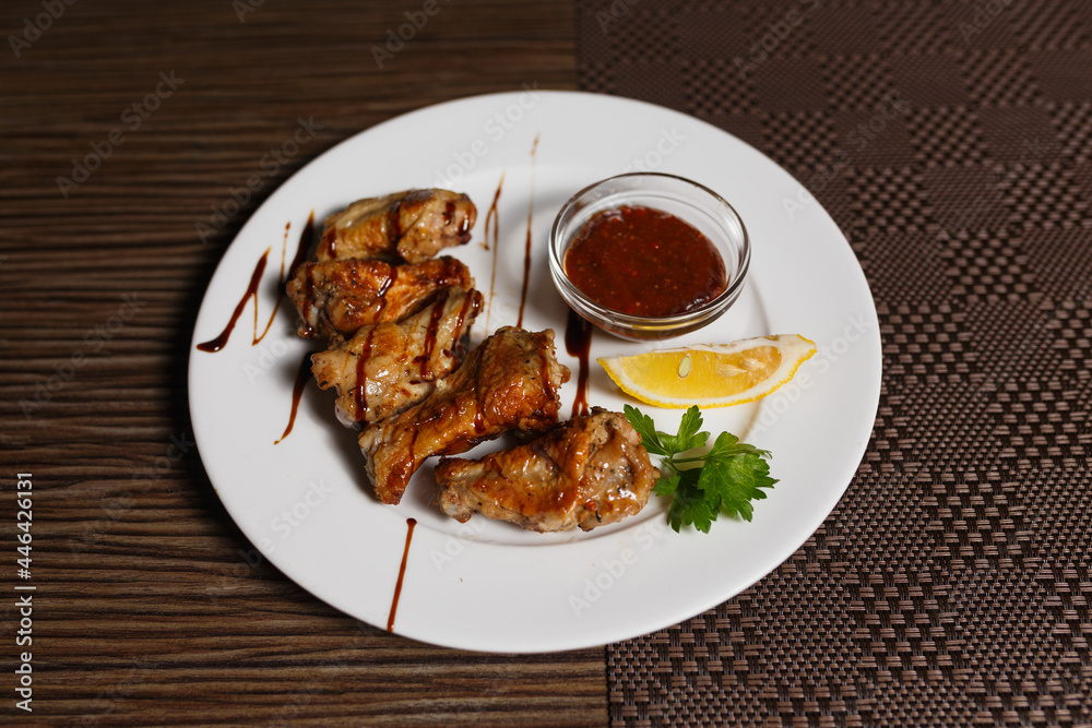 grilled chicken wings with sauce