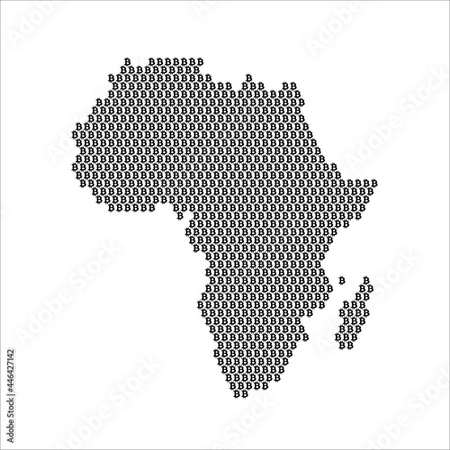 Africa country map made with bitcoin crypto currency logo