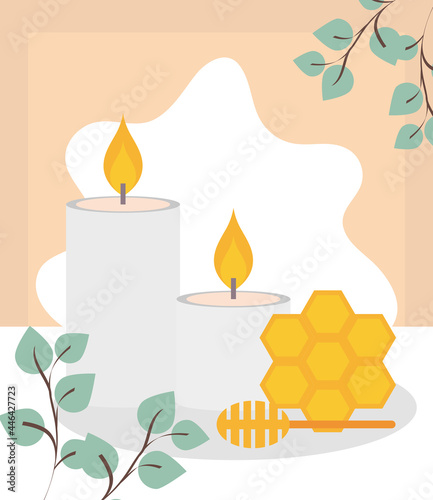 spa candle and honey