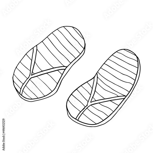 Abstract doodle rubber sandals for a beach or pool isolated on white background.