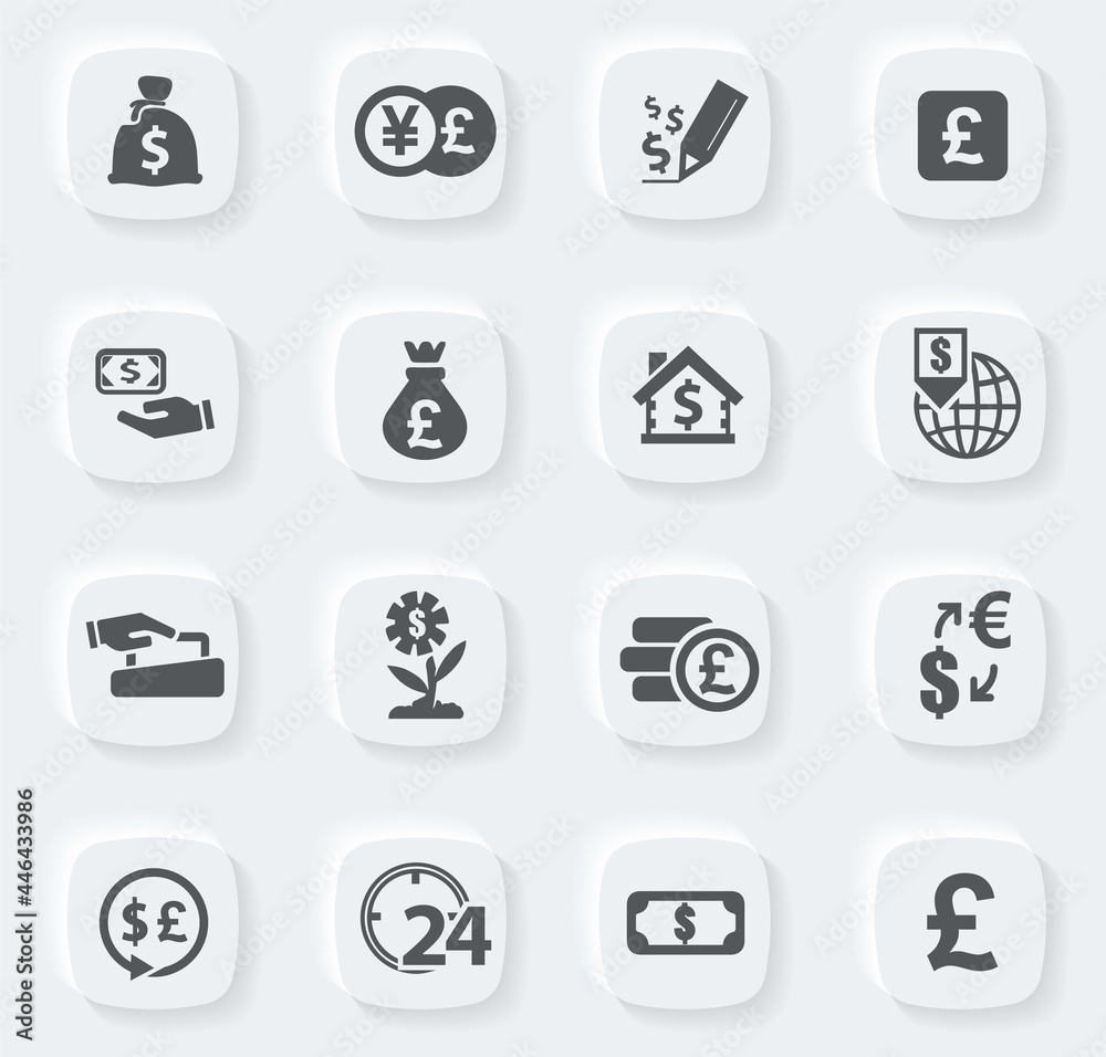 Currency exchange icons set Currency exchange icons set