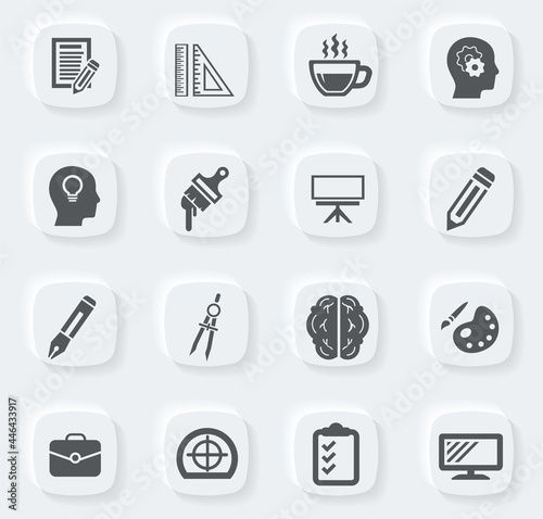 Creative process icons set