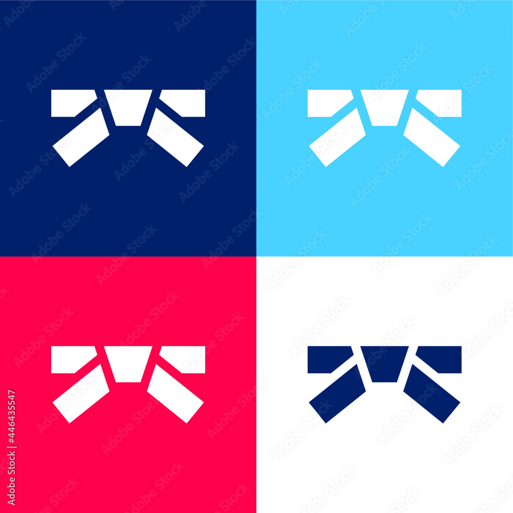 Belt blue and red four color minimal icon set Belt blue and red four color minimal icon set