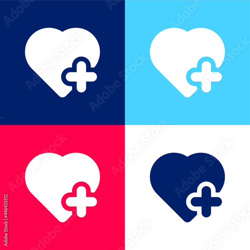 Add To Favourites blue and red four color minimal icon set