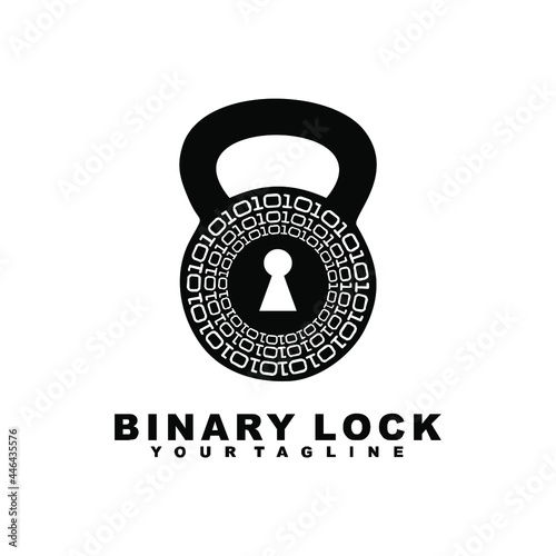 binary lock padlock Coding, programming or hacking concept.vector logo design