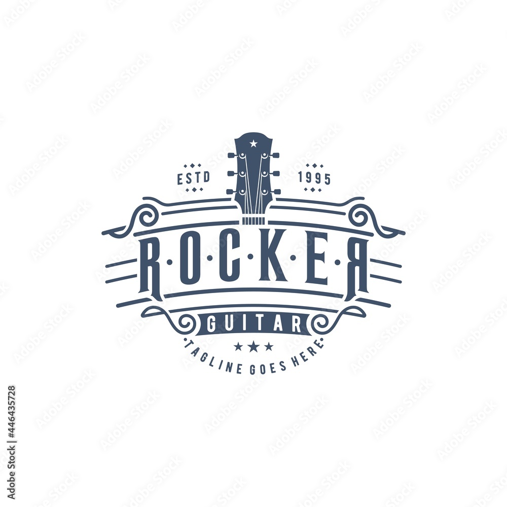 Guitar Music Instrument Logo Design Vector Image