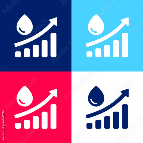 Analytics blue and red four color minimal icon set