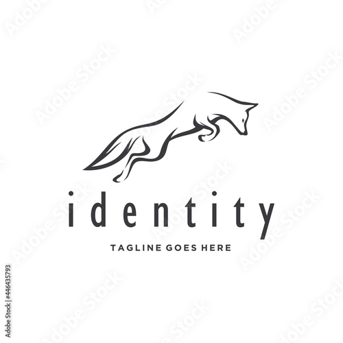 Fox Coyote Jackal Line Art Logo Design Vector Image
