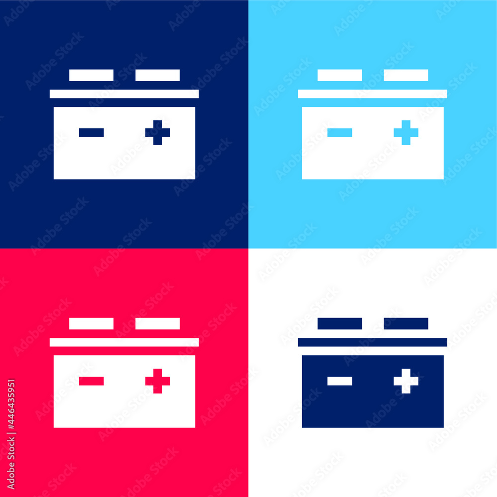 Battery blue and red four color minimal icon set