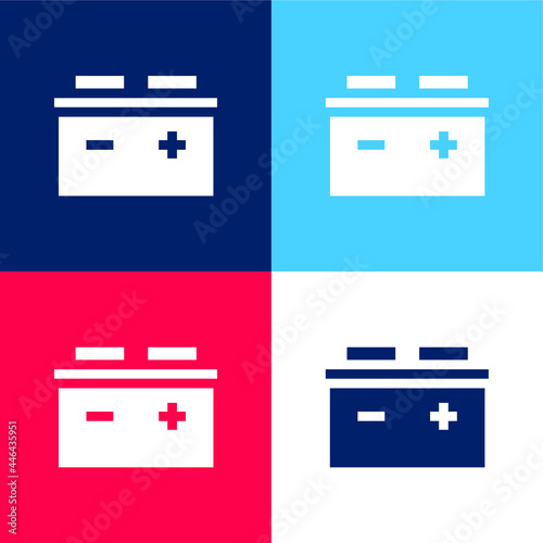 Battery blue and red four color minimal icon set