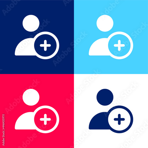 Add User blue and red four color minimal icon set