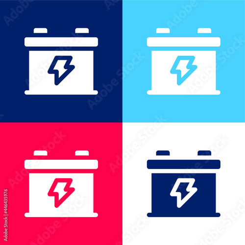Battery blue and red four color minimal icon set