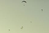 Paragliders flying in sky.