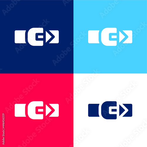 Belt blue and red four color minimal icon set