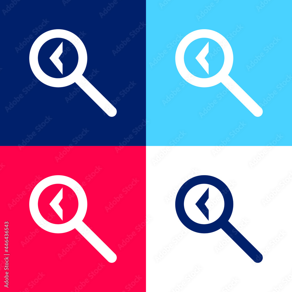 Back Search Interface Symbol blue and red four color minimal icon set Back Search Interface Symbol blue and red four color minimal icon set