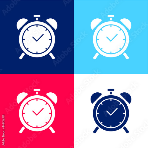 Alarm blue and red four color minimal icon set