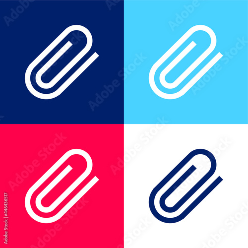 Attach Paperclip Symbol blue and red four color minimal icon set