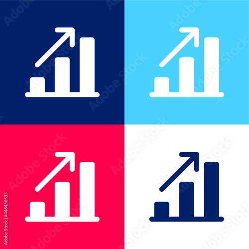 Analytics blue and red four color minimal icon set
