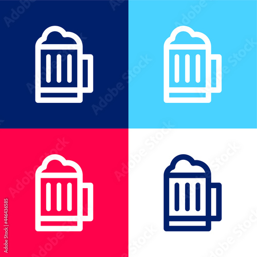 Beer blue and red four color minimal icon set