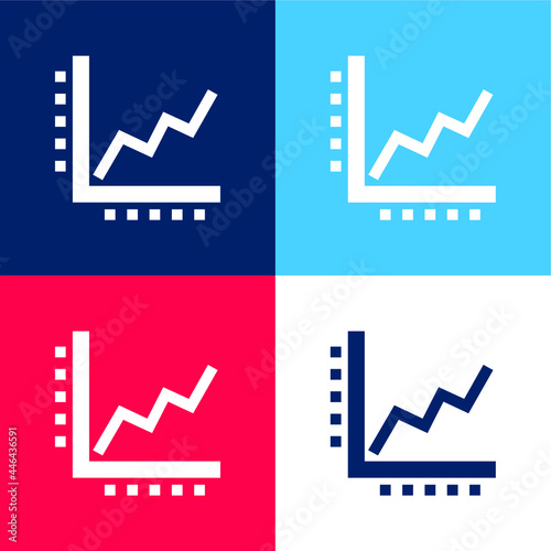Ascending Line Graphic blue and red four color minimal icon set