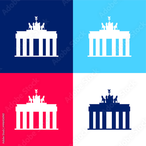 Brandenburg Gate blue and red four color minimal icon set