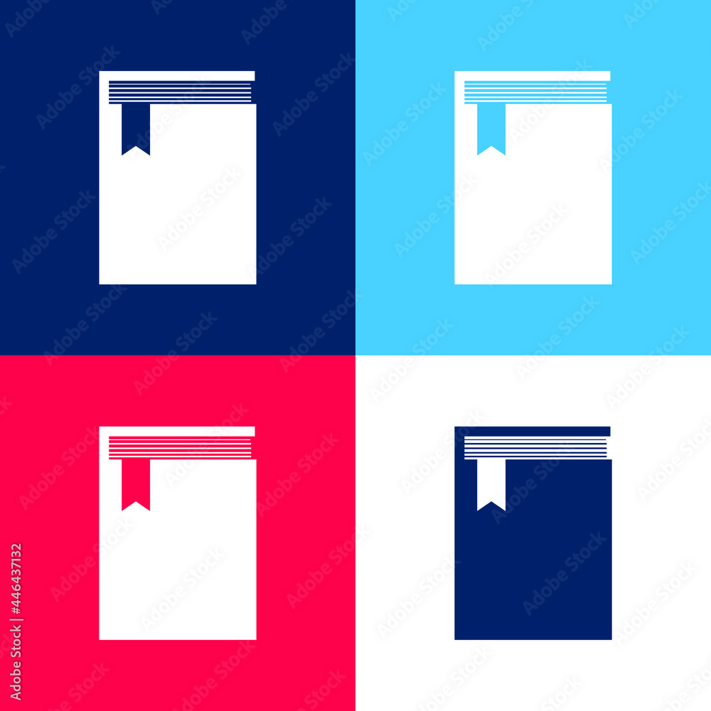 Book From Top View blue and red four color minimal icon set Book From Top View blue and red four color minimal icon set
