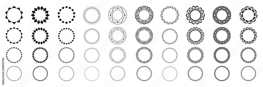 Set of round frames with abstract ornament. Vector illustration. Set of round frames with abstract ornament. Vector illustration.