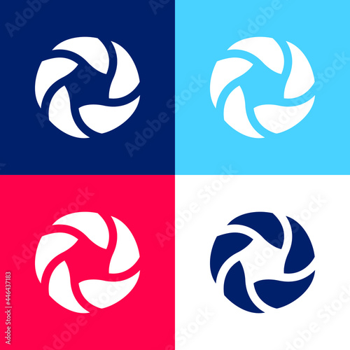 Bread Bagels blue and red four color minimal icon set