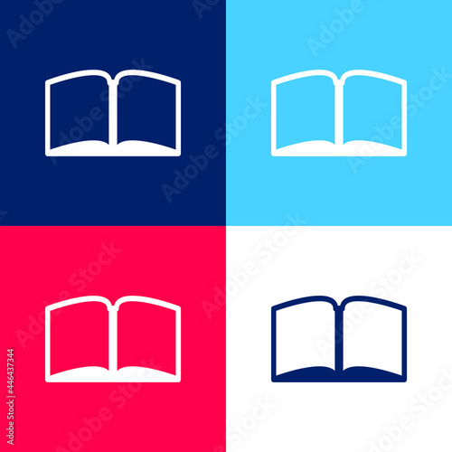 Book Open In The Middle blue and red four color minimal icon set