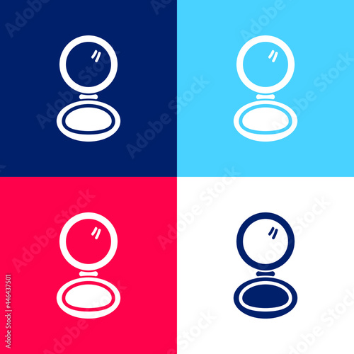 Blush Makeup Circular Opened Case blue and red four color minimal icon set
