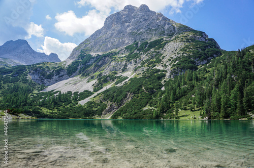 view of Seebensee lake and mountains around it