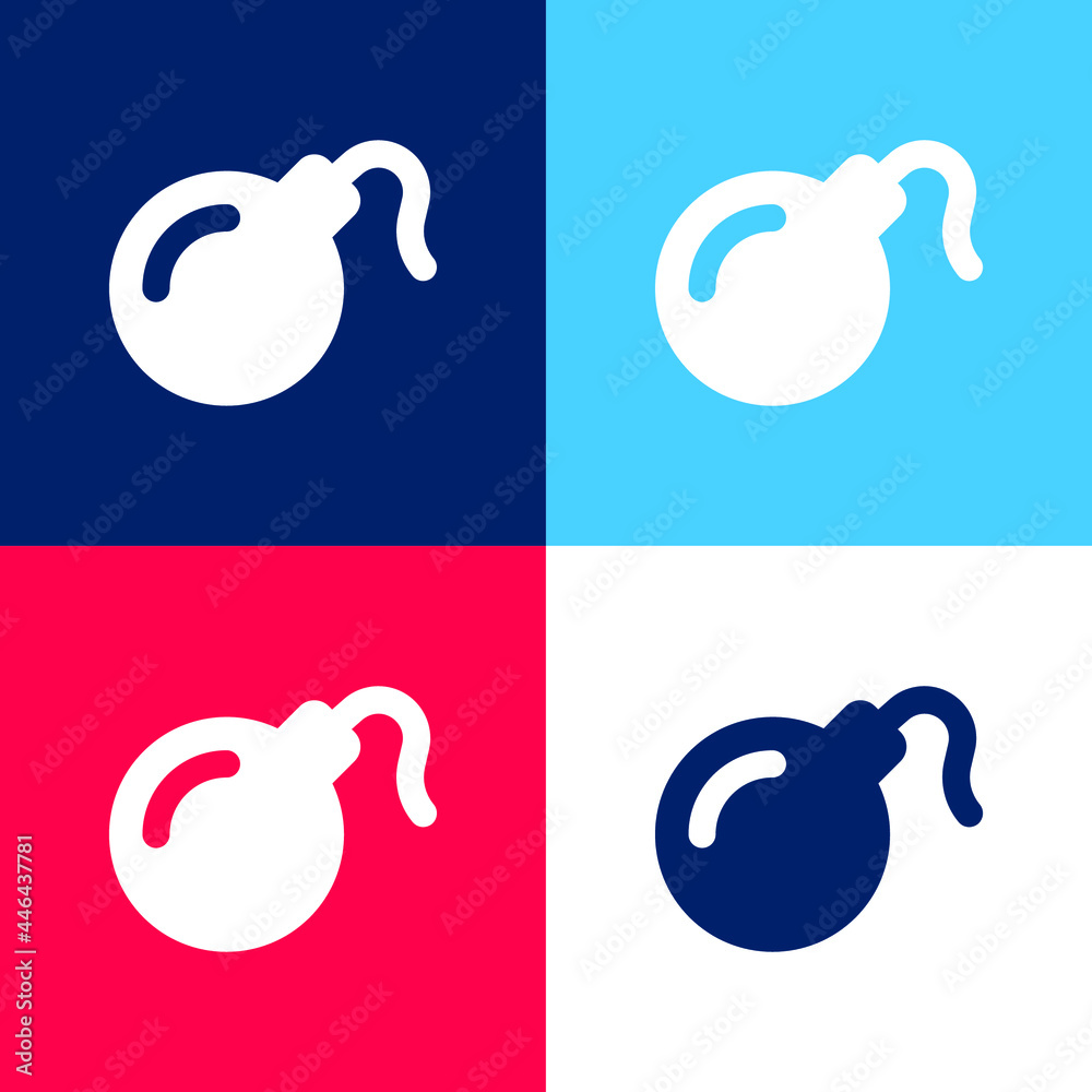 Fototapeta premium Bomb blue and red four color minimal icon set