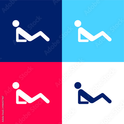 Abs Workout blue and red four color minimal icon set