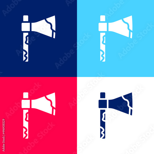 Axe blue and red four color minimal icon set