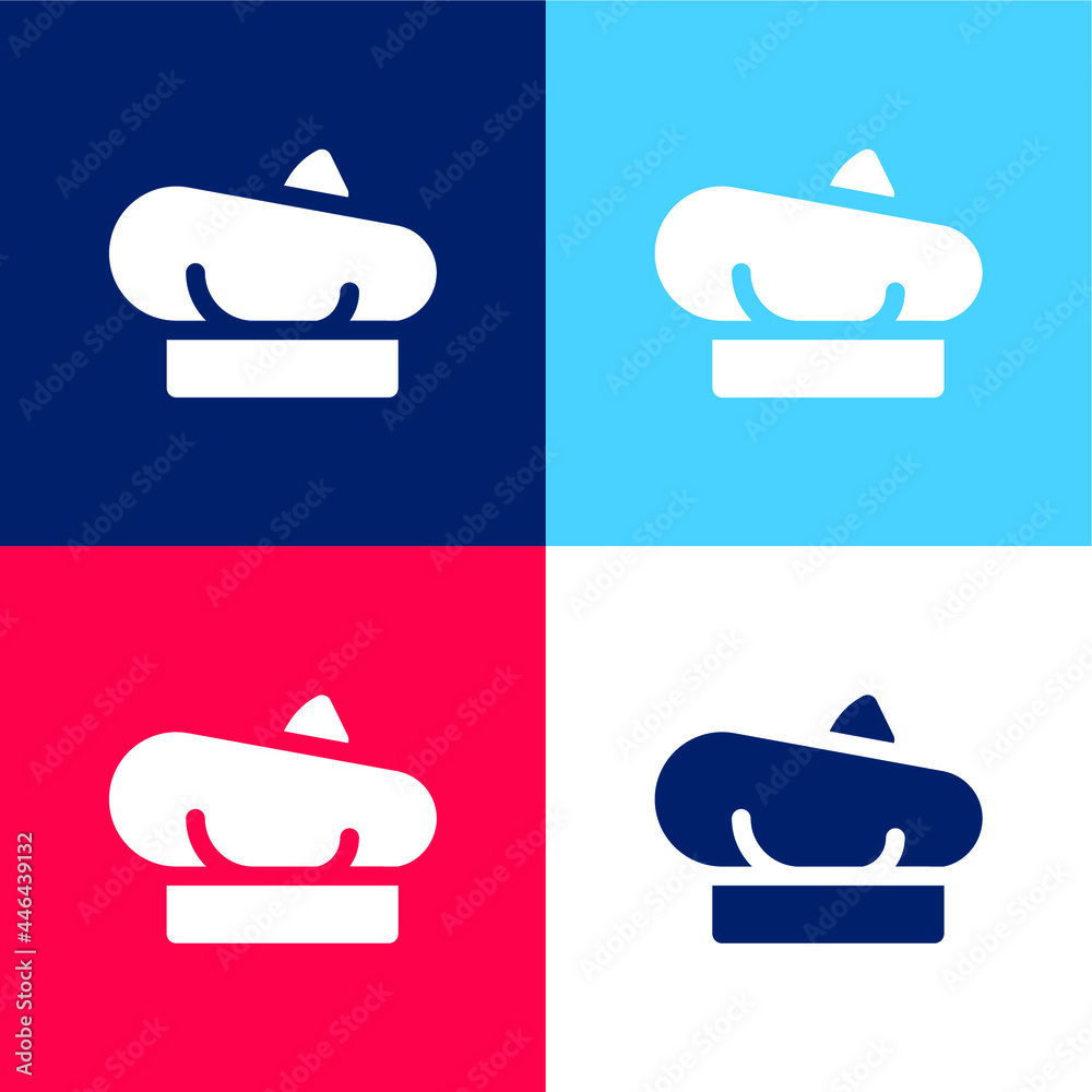 Beret blue and red four color minimal icon set Beret blue and red four color minimal icon set