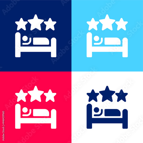 Bed blue and red four color minimal icon set