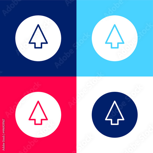Free Download Arrow Up Outline On Circle Background blue and red four color minimal icon set - GFXLoad