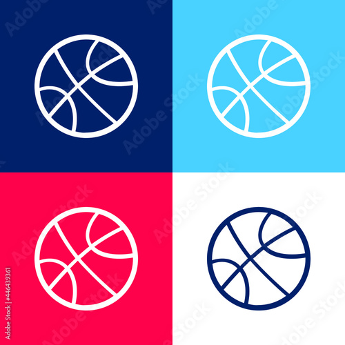 Ball For Sports blue and red four color minimal icon set