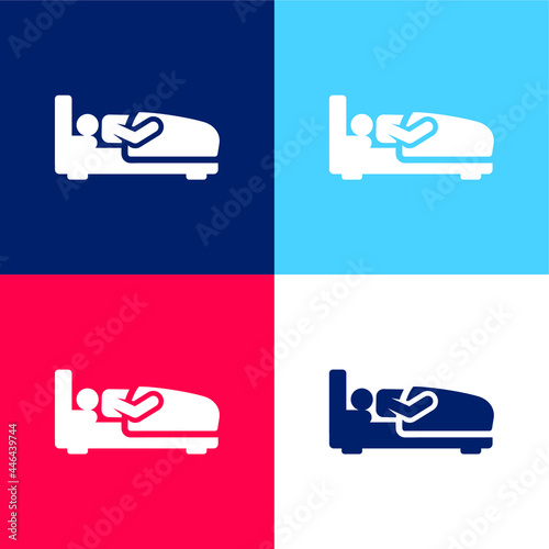 Bed blue and red four color minimal icon set