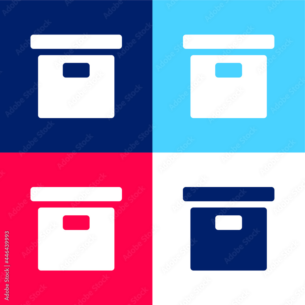 Archive blue and red four color minimal icon set