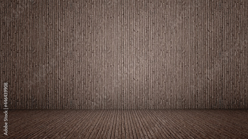 Fototapeta Naklejka Na Ścianę i Meble -  Concept or conceptual vintage or grungy brown background of natural wood or wooden old texture floor and wall as a retro pattern layout. A 3d illustration metaphor to time, material, emptiness,  age