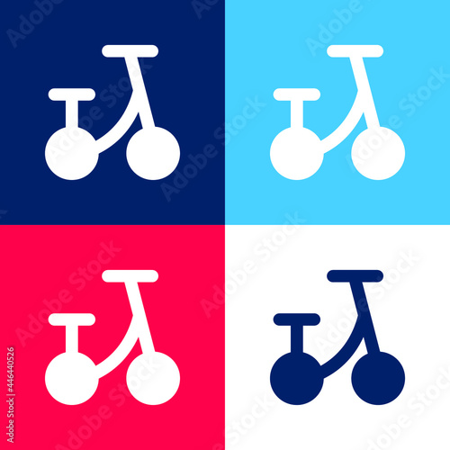 Bicycle blue and red four color minimal icon set