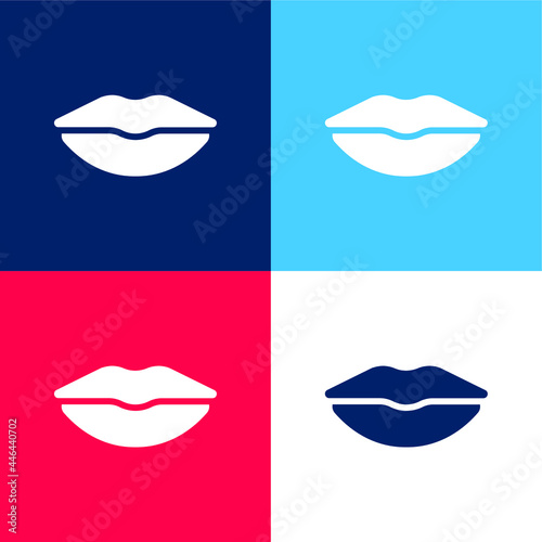 Big Lips blue and red four color minimal icon set