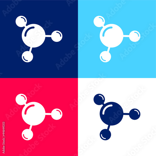 3 Molecules blue and red four color minimal icon set