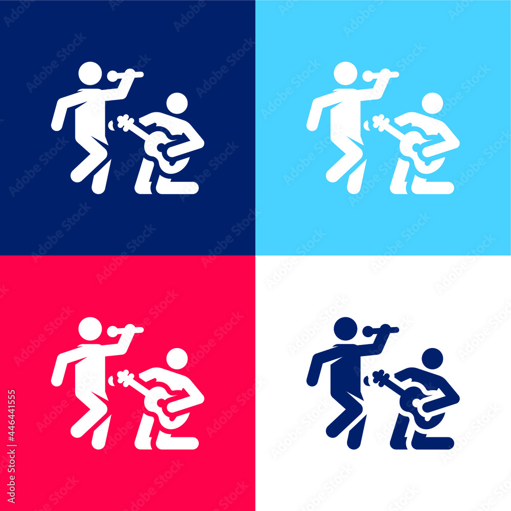 Band blue and red four color minimal icon set Band blue and red four color minimal icon set