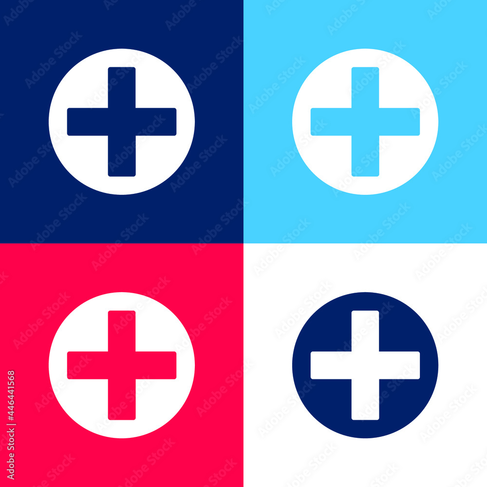 Add Button Circle blue and red four color minimal icon set Add Button Circle blue and red four color minimal icon set