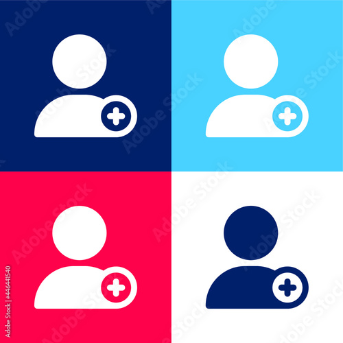Add User blue and red four color minimal icon set
