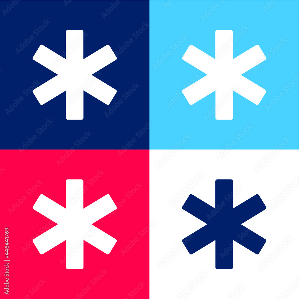 Obraz premium Asterisk blue and red four color minimal icon set