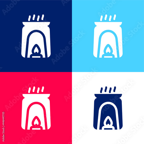 Aromatherapy blue and red four color minimal icon set